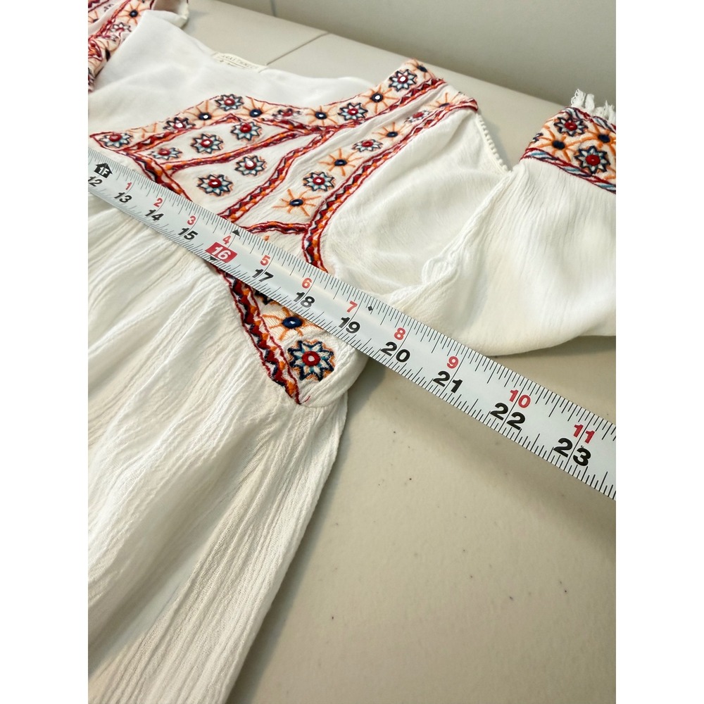 Laraethnics Kimono Top White Embroidered Fringe Tassel Boho Women L/XL - Picture 5 of 7